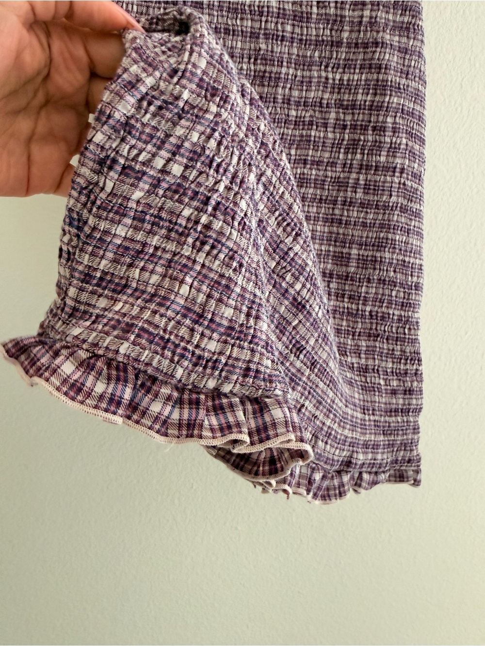 PILCRO smocked gingham Sleeveless Collared Summer Dress ruffled trim - Picture 5 of 11